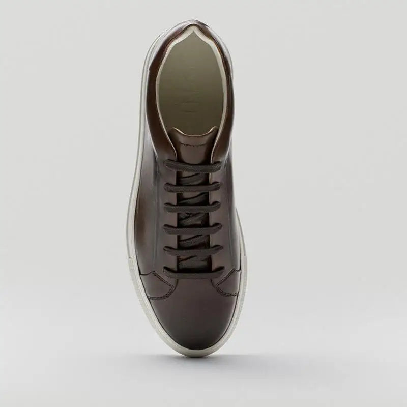 Men's Vulcanized Shoes Genuine Leather Lace-up Flat-heel Sneakers Casual Comfortable Round-toe Flats Shoes Men Board Shoes