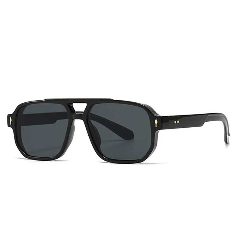 Retro Double Bridges Square Sunglasses Gradient