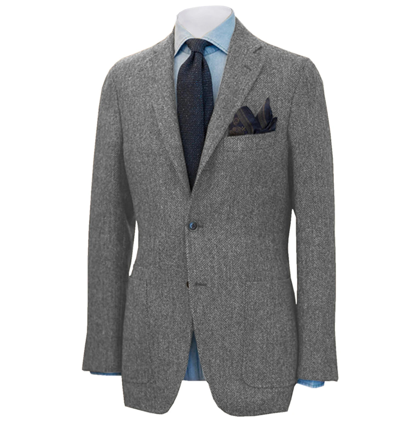 Men's Suit Brown Blazer Prom Tuxedos Herringbone Wool