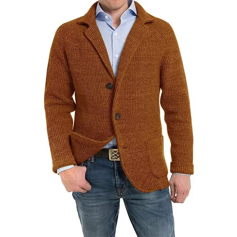 Mens Casual Knitted Cardigan Sweater Fashion Long Sleeve Pocket Cardigan Knitted Sweater Mens Jackets