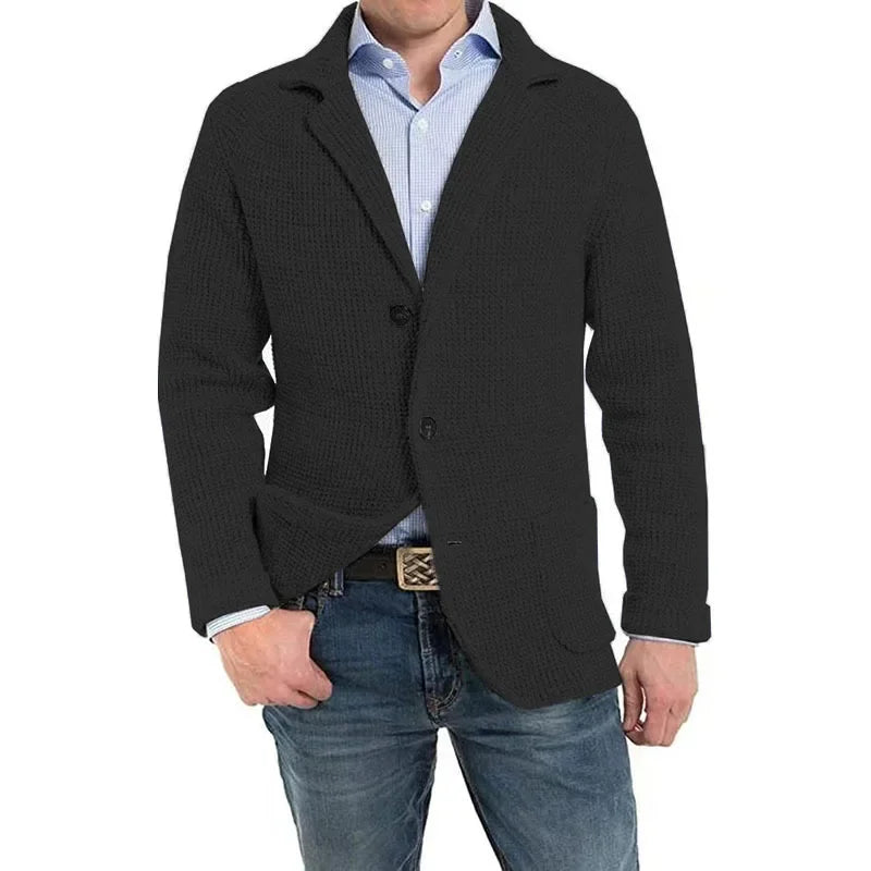 Mens Casual Knitted Cardigan Sweater Fashion Long Sleeve Pocket Cardigan Knitted Sweater Mens Jackets