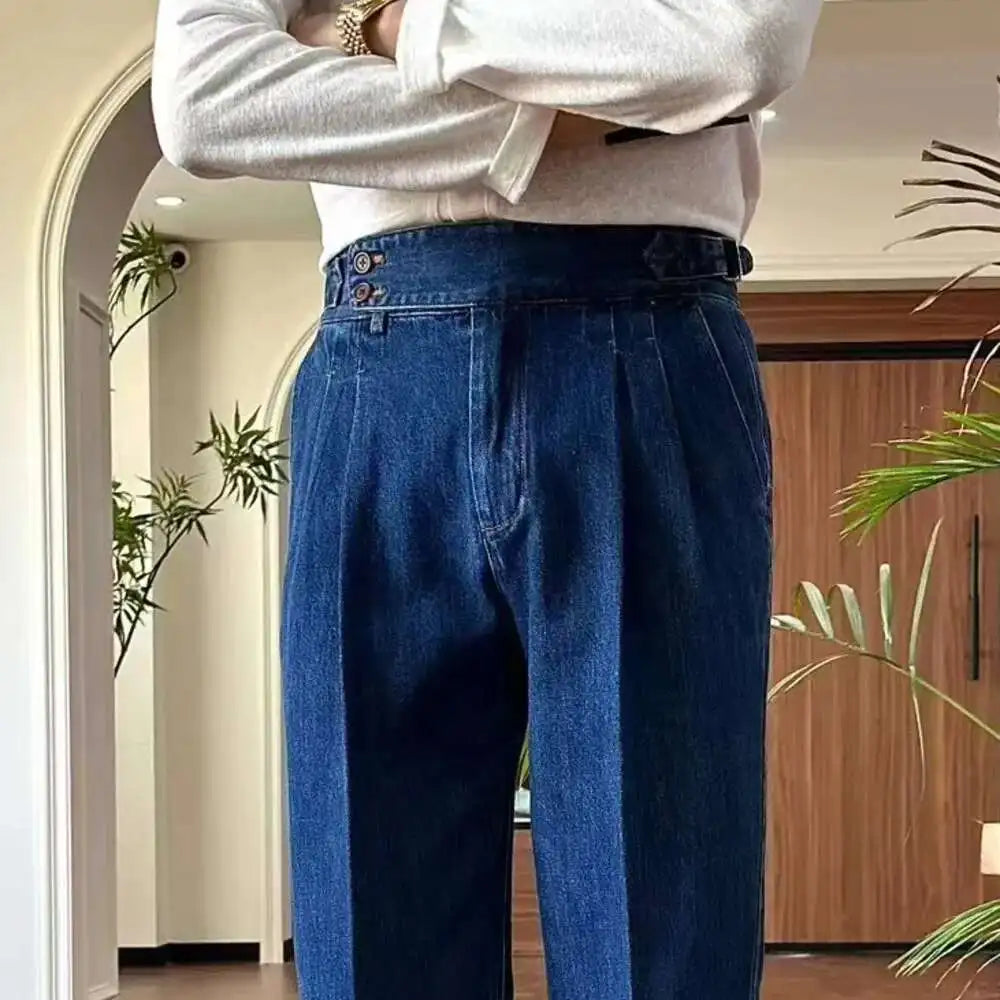 Double Pleated Jeans Straight Leg Old Money Style