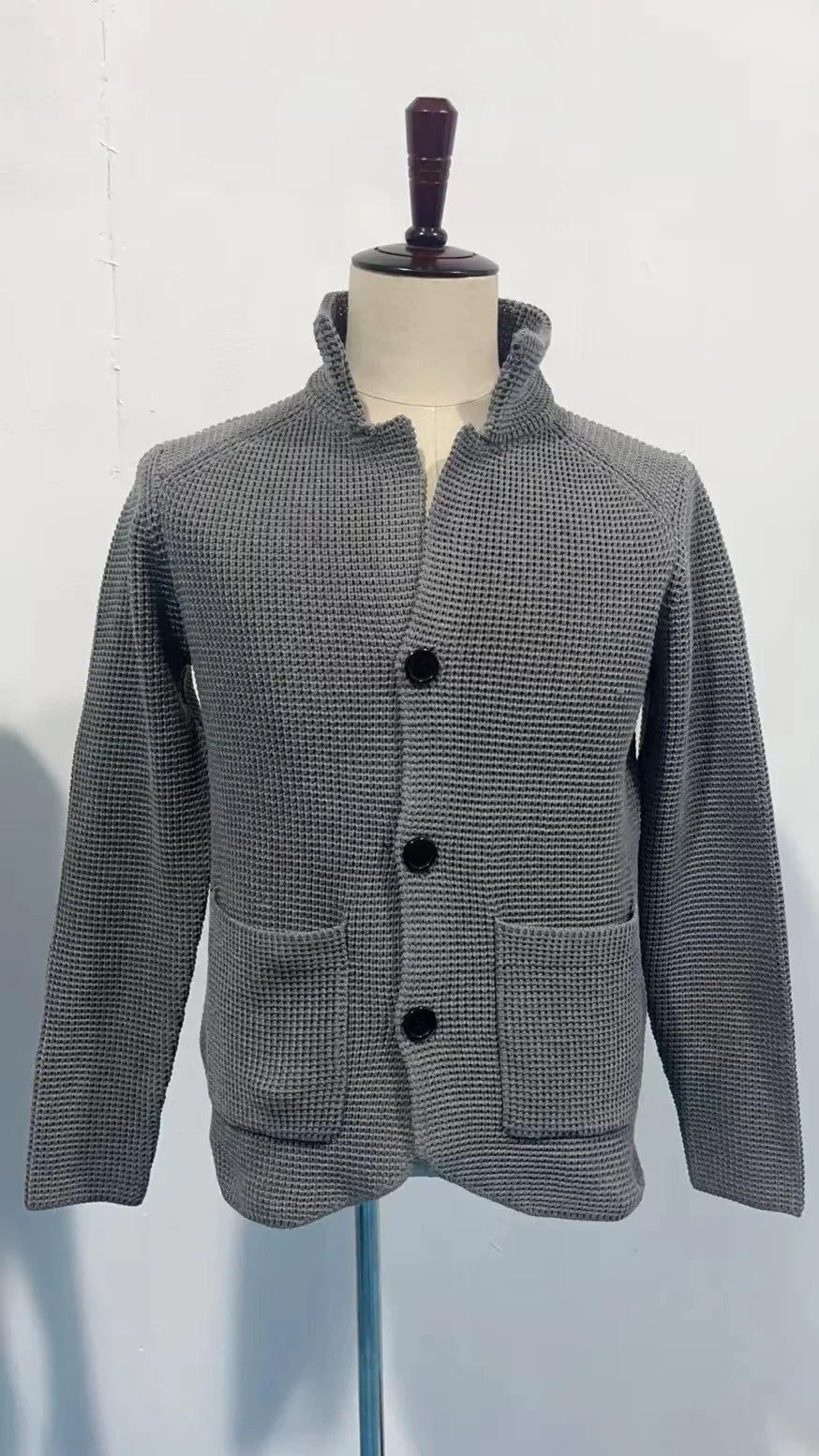 Mens Casual Knitted Cardigan Sweater Fashion Long Sleeve Pocket Cardigan Knitted Sweater Mens Jackets