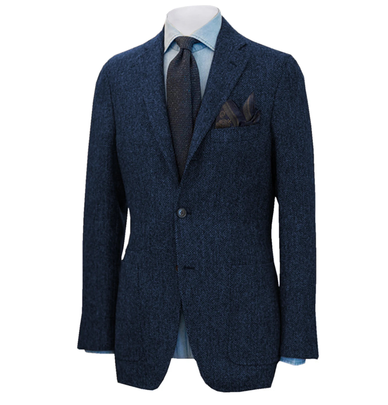 Men's Suit Brown Blazer Prom Tuxedos Herringbone Wool