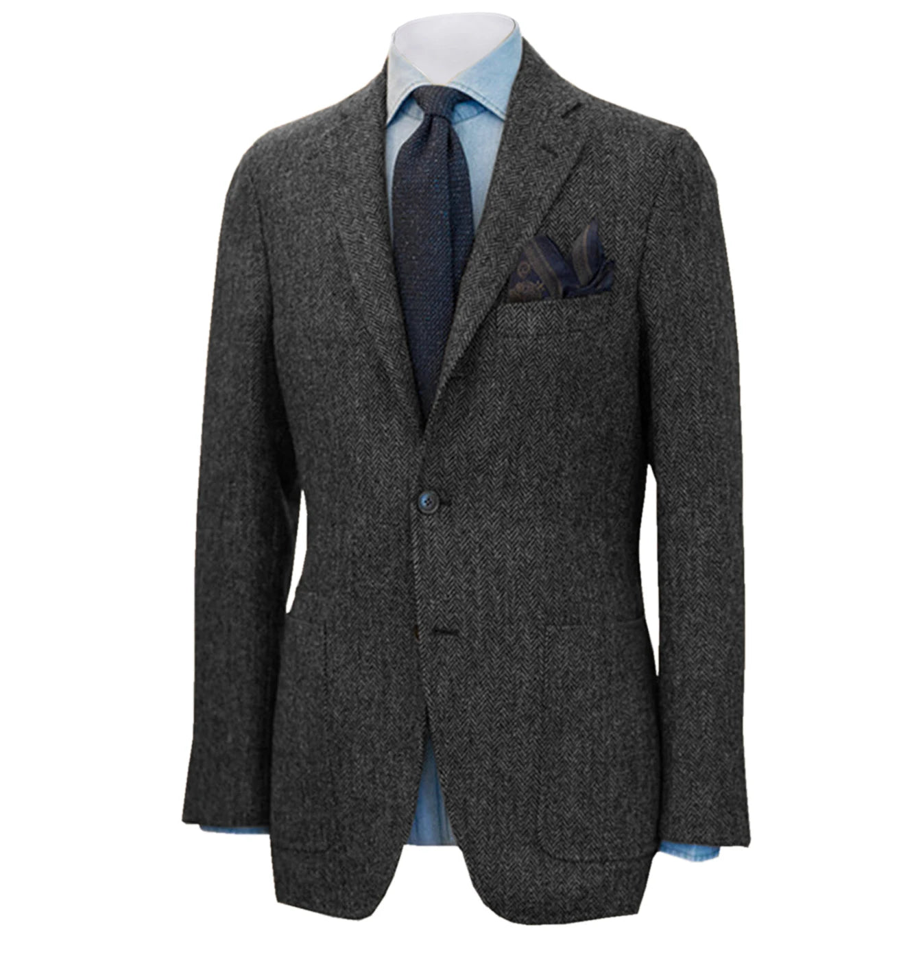 Men's Suit Brown Blazer Prom Tuxedos Herringbone Wool