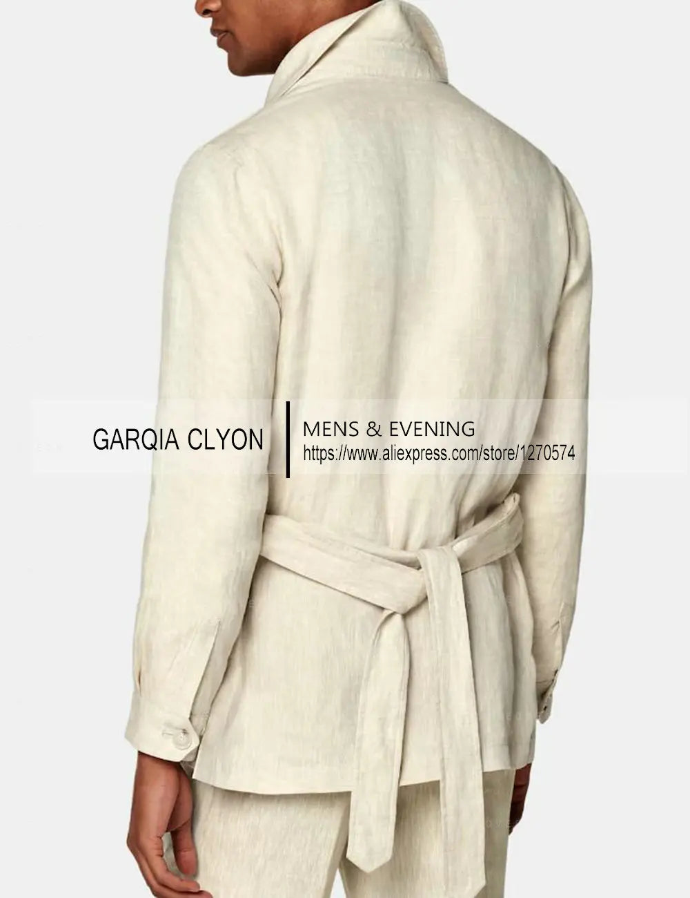 Set Linen Men's Suits With Belt Tuxedo Summer Casual Style