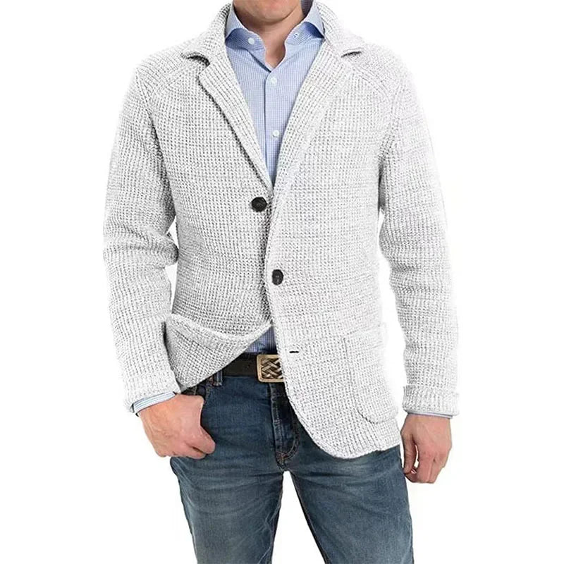 Mens Casual Knitted Cardigan Sweater Fashion Long Sleeve Pocket Cardigan Knitted Sweater Mens Jackets
