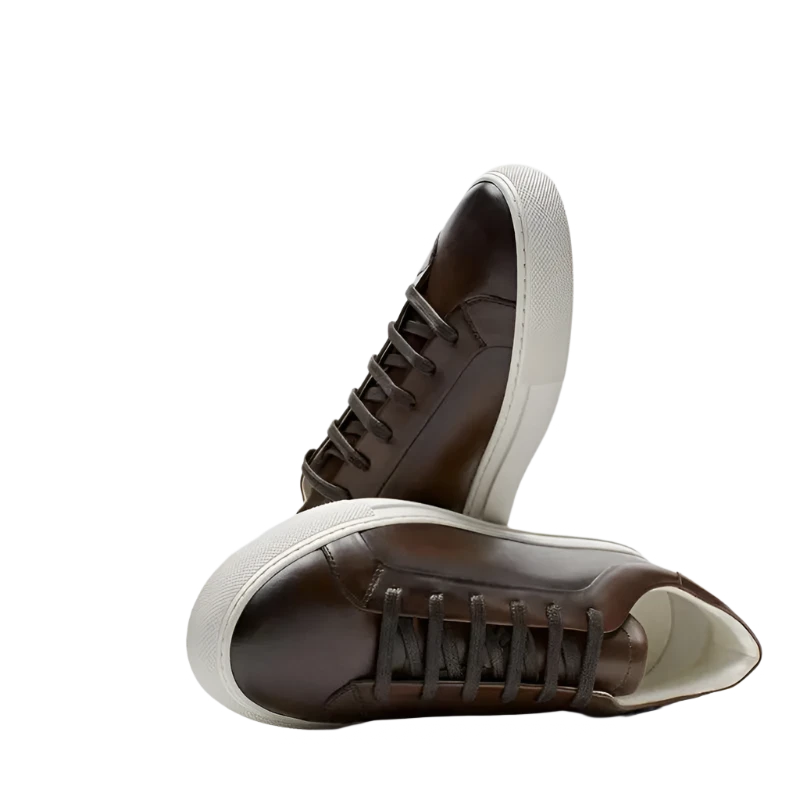 Men's Vulcanized Shoes Genuine Leather Lace-up Flat-heel Sneakers Casual Comfortable Round-toe Flats Shoes Men Board Shoes