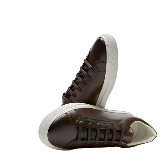 Men's Vulcanized Shoes Genuine Leather Lace-up Flat-heel Sneakers Casual Comfortable Round-toe Flats Shoes Men Board Shoes