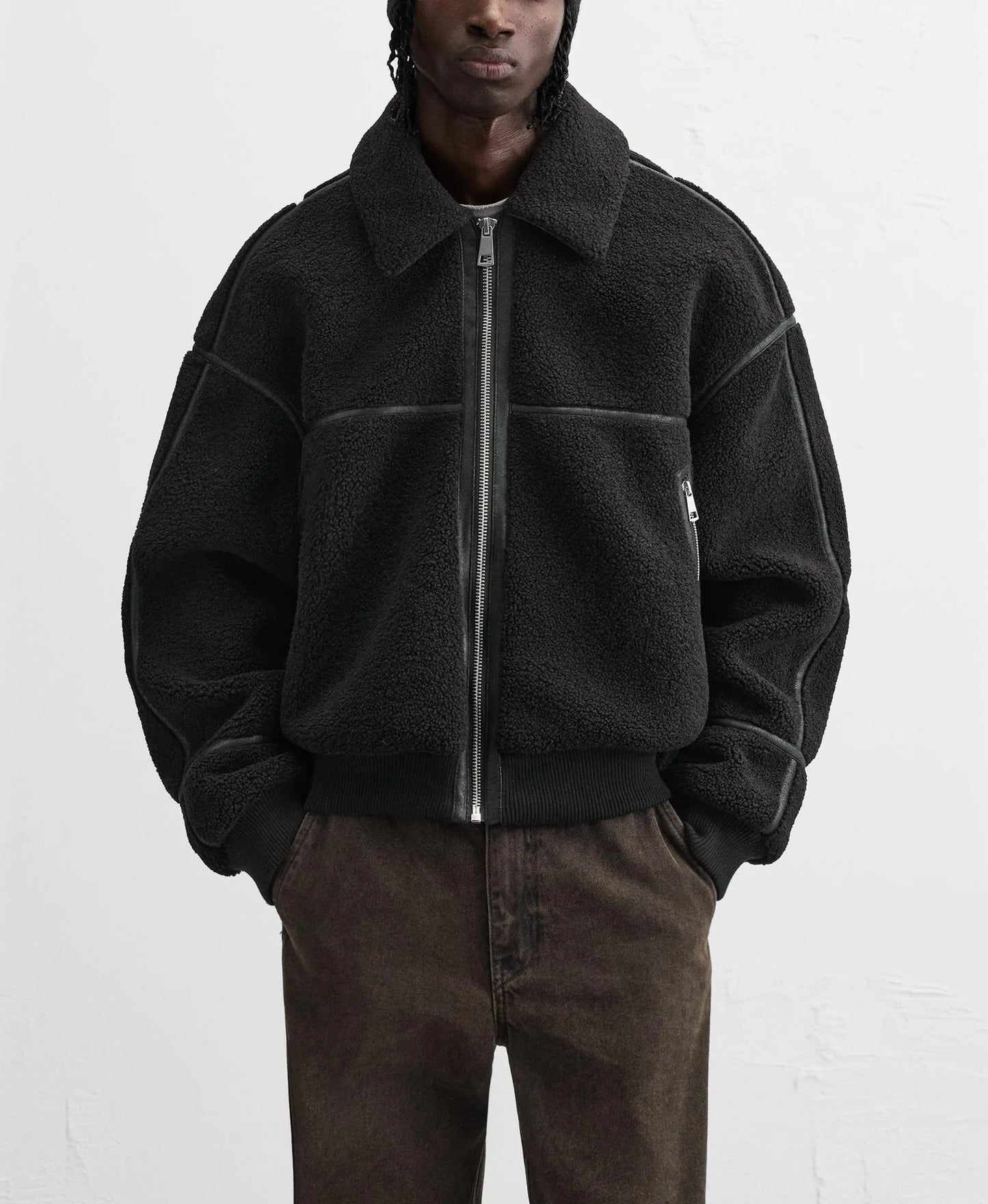 Winter lapel fleece lamb wool jacket men Style Inspired