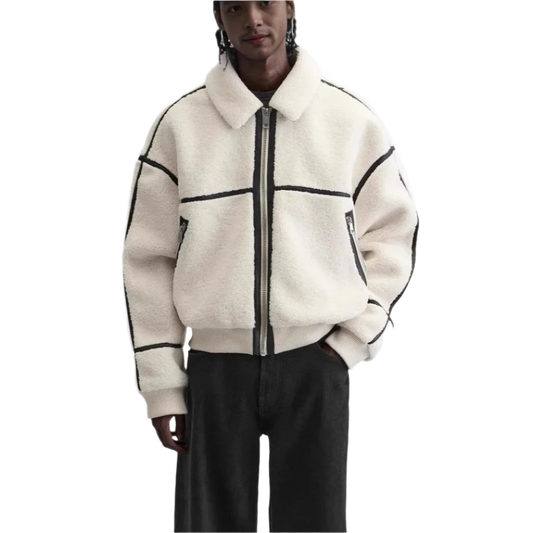 Winter lapel fleece lamb wool jacket men Style Inspired