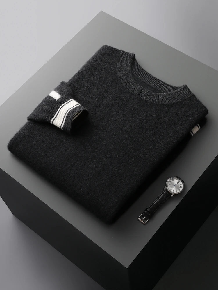 100% Cashmere Sweater Suit O Neck Pullover Casual Pants Luxury Soft Knitwear Autumn Winter Thick Warm Clothing