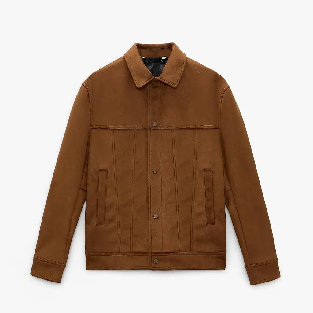 Men's Jacket Suede Lapel Single Breasted