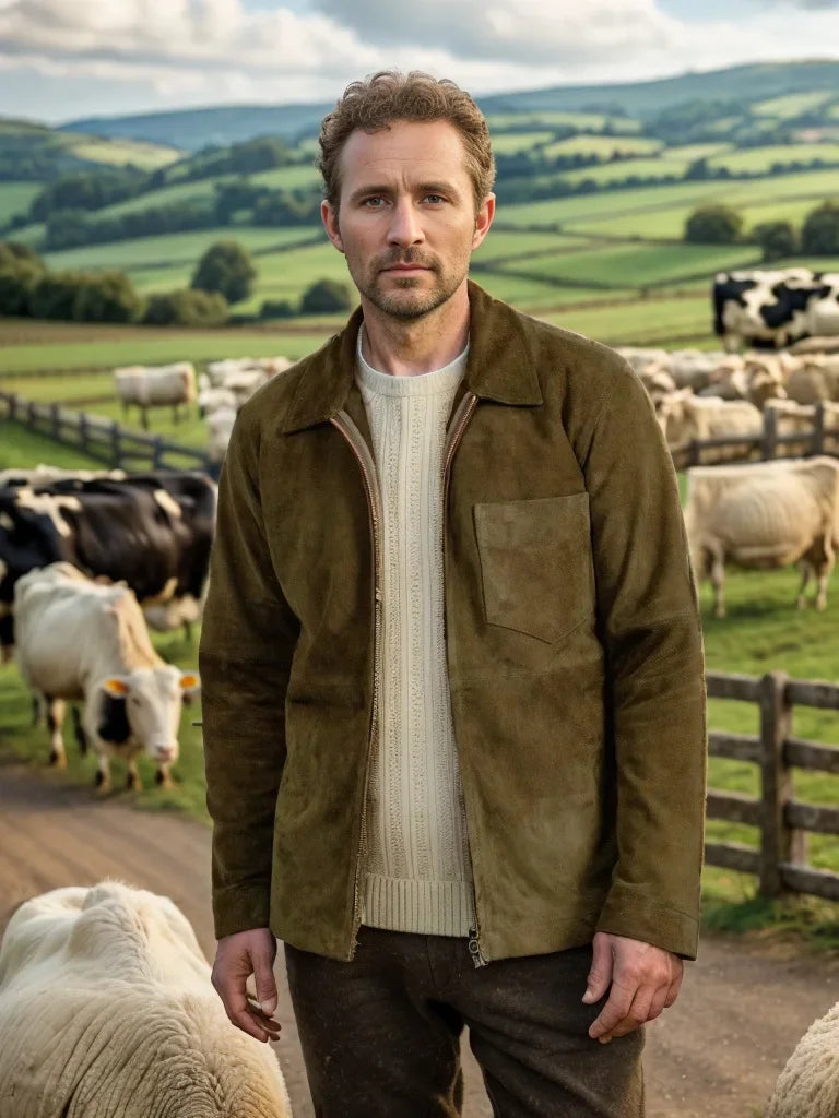 Suede Fleece Stand Collar Zipper shirt