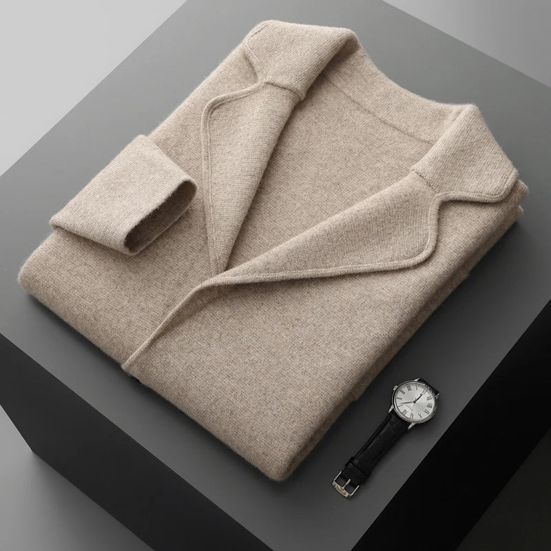 Men' 100% Cashmere Sweater Coat Cashmere Pants Suit