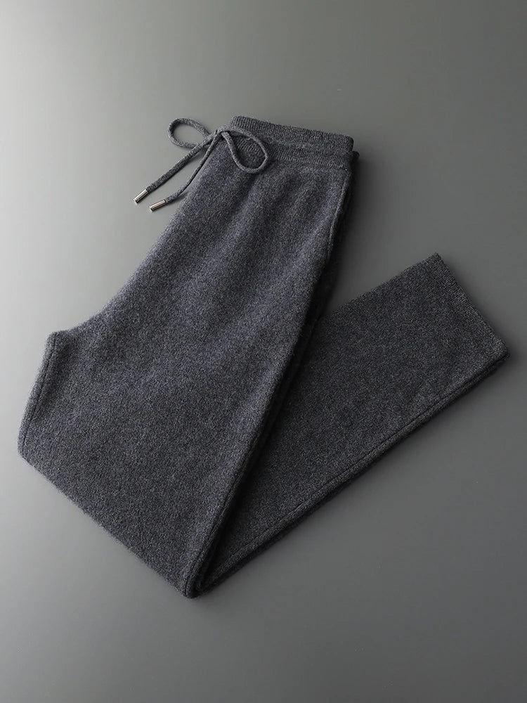 Men' 100% Cashmere Sweater Coat Cashmere Pants Suit