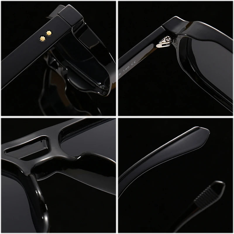 Retro Double Bridges Square Sunglasses Gradient