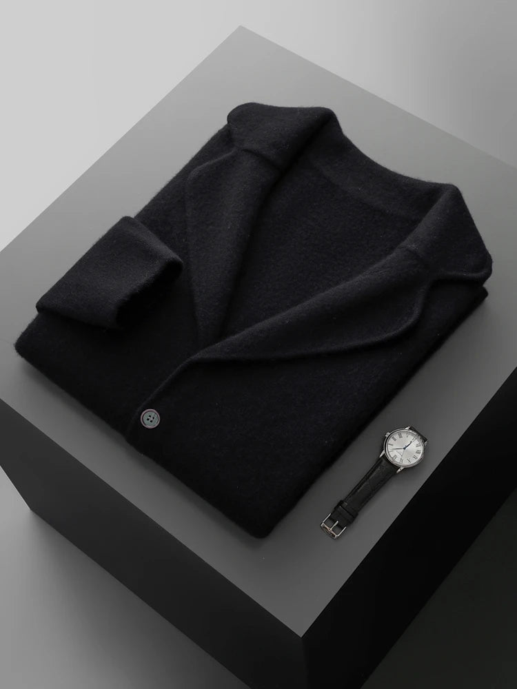 Men' 100% Cashmere Sweater Coat Cashmere Pants Suit