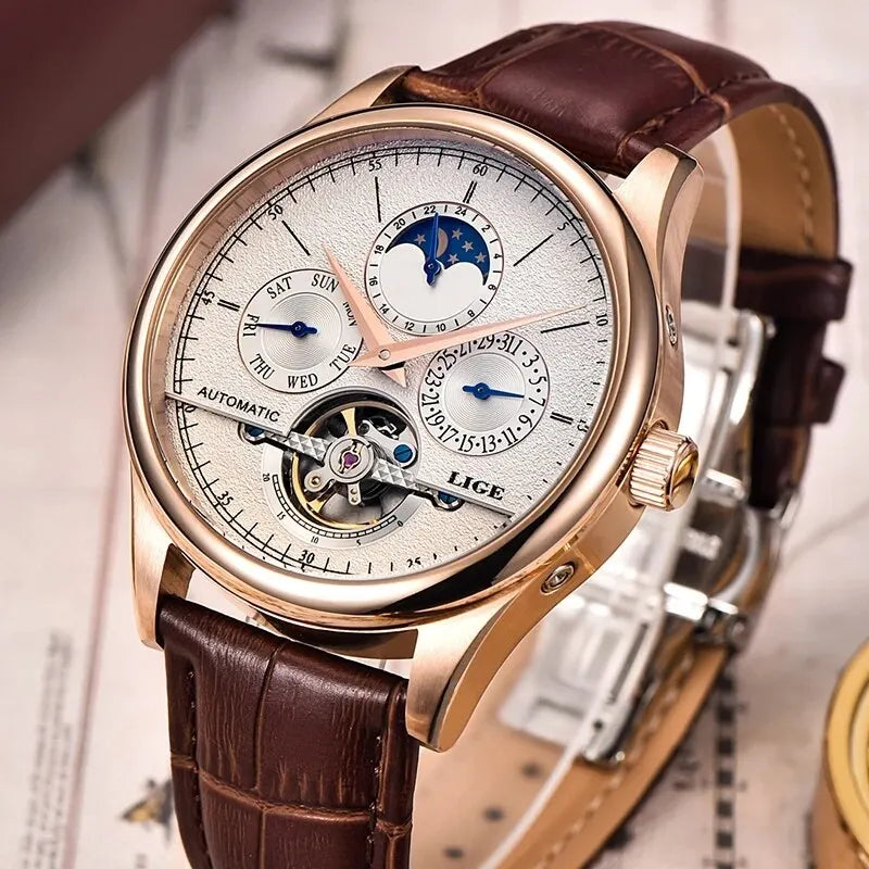 Automatic Watch Tourbillon Genuine Leather