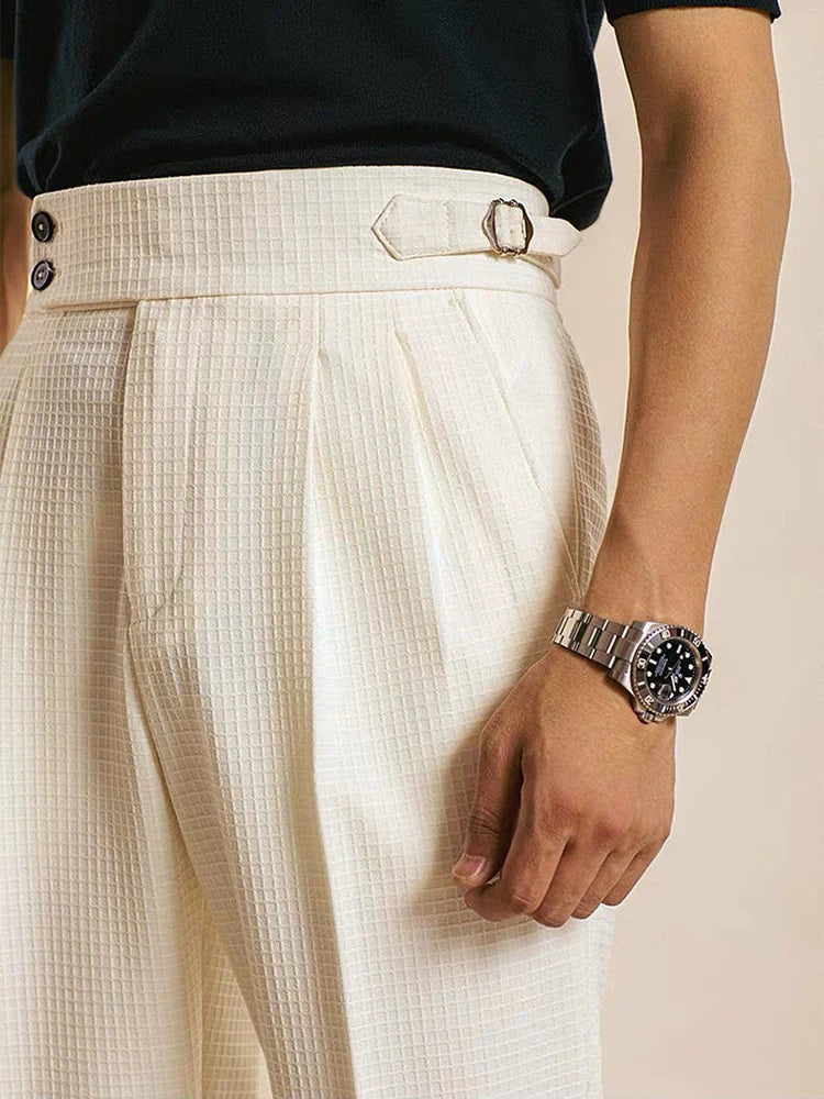 Slim Straight Trousers Mens Naples Style Swiss Developed