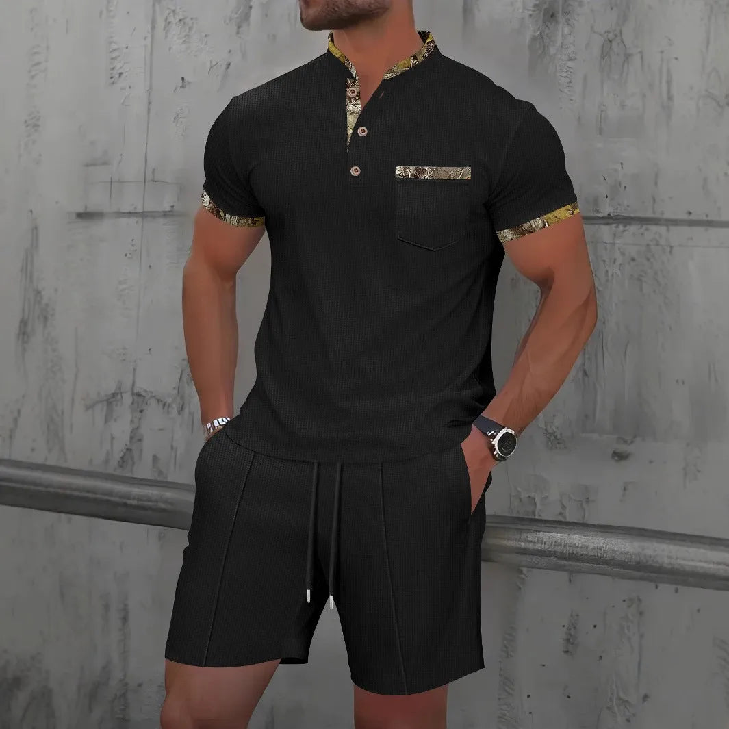 zip-Up lapel short-sleeve suit