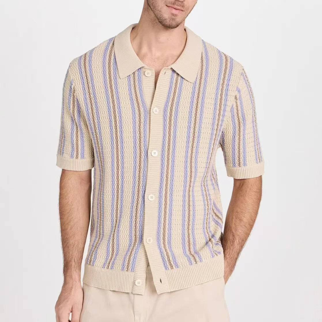 Summer New Striped Knitted Shirt