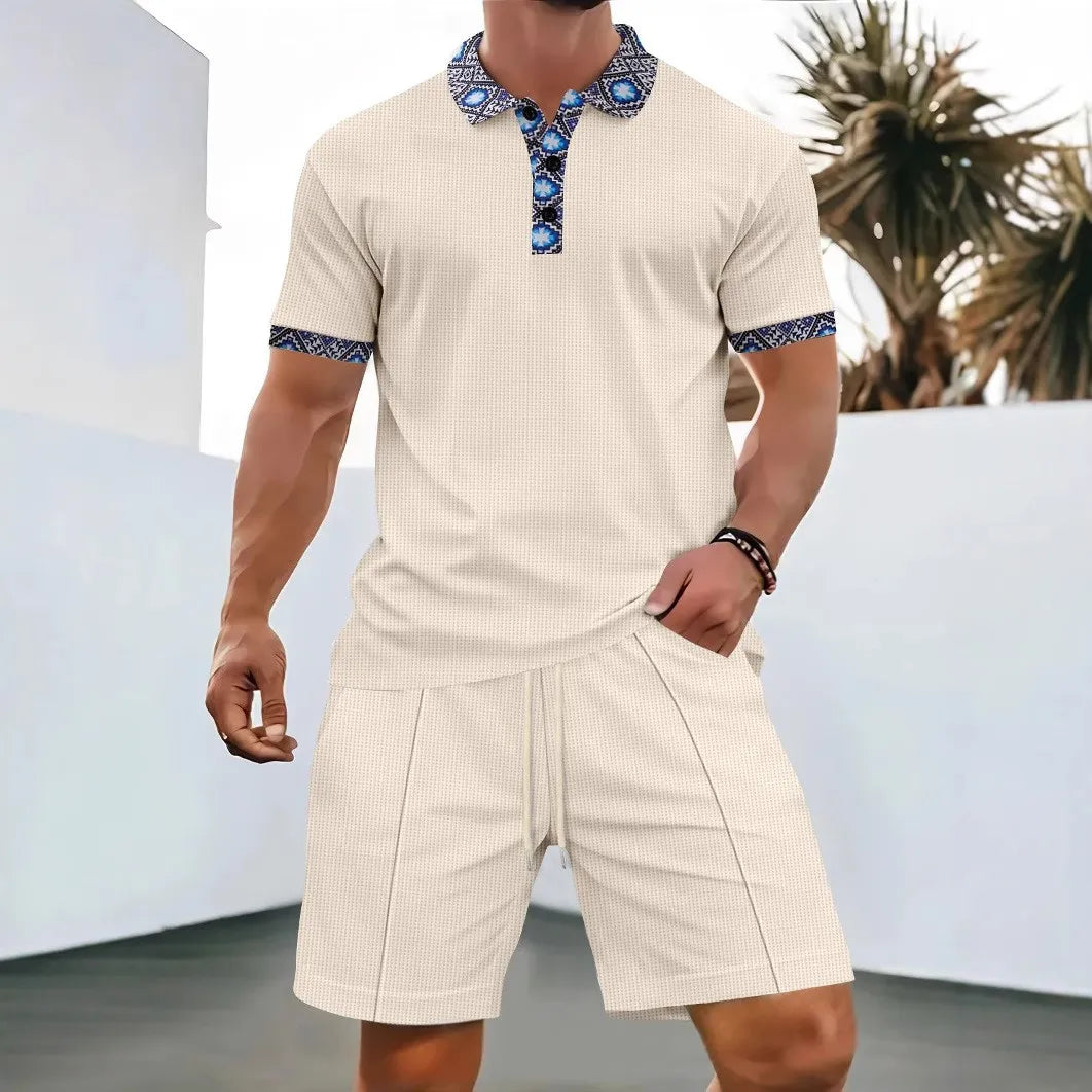 zip-Up lapel short-sleeve suit