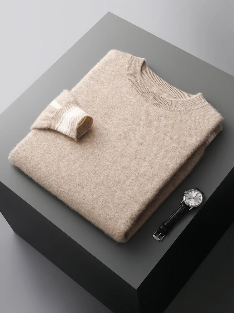 100% Cashmere Sweater Suit O Neck Pullover Casual Pants Luxury Soft Knitwear Autumn Winter Thick Warm Clothing