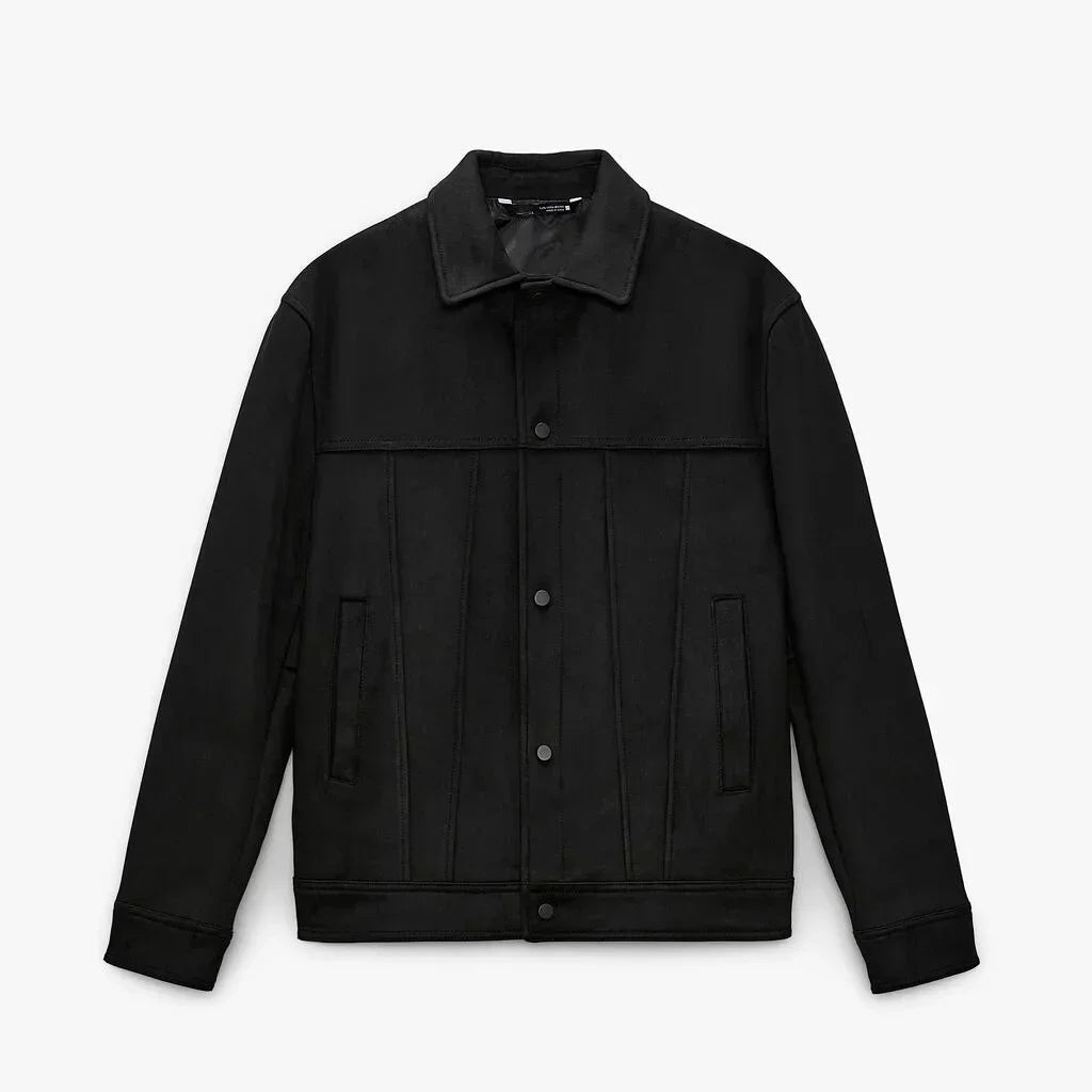 Men's Jacket Suede Lapel Single Breasted