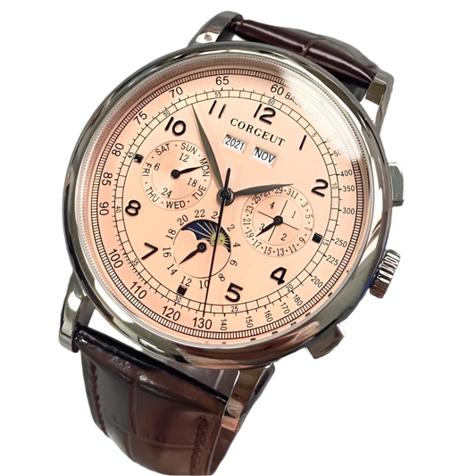Automatic Watch for Men Multification Date Day Month Year 316L Mechanical Men's Watch Polished Case Day/Night Indicator 42mm