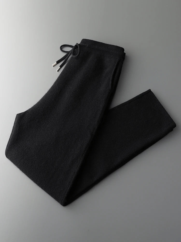 Men' 100% Cashmere Sweater Coat Cashmere Pants Suit