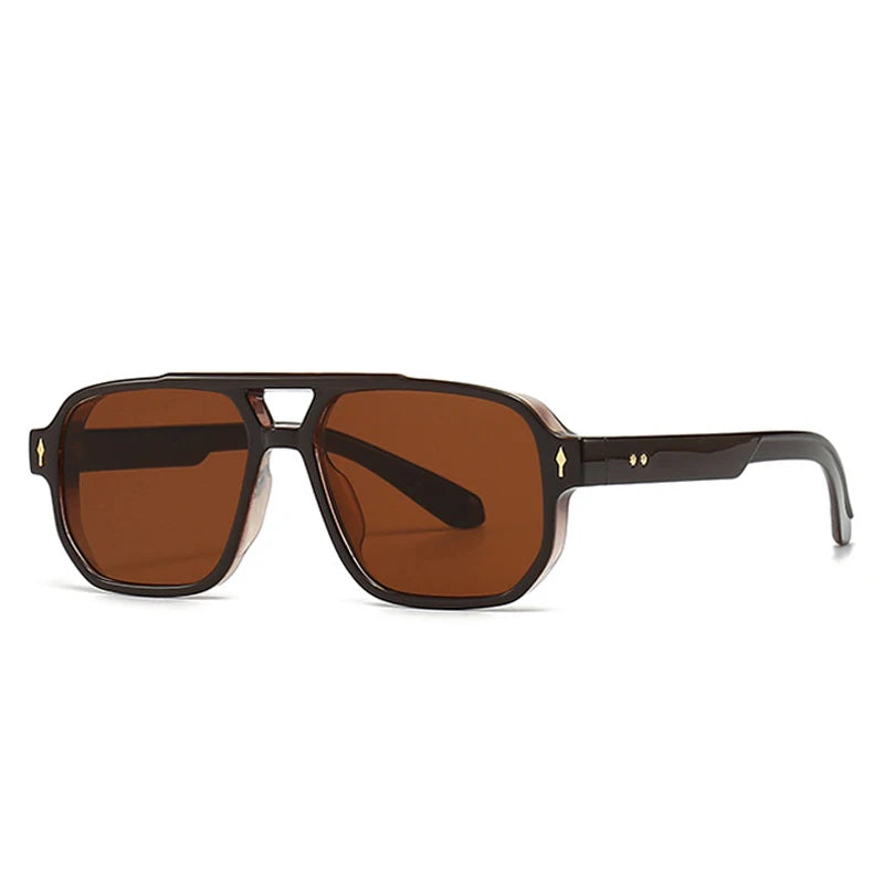 Retro Double Bridges Square Sunglasses Gradient