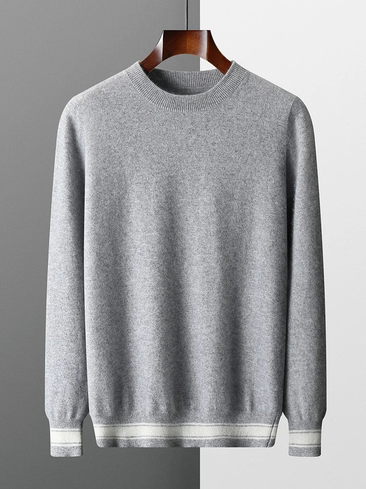 100% Cashmere Sweater Suit O Neck Pullover Casual Pants Luxury Soft Knitwear Autumn Winter Thick Warm Clothing