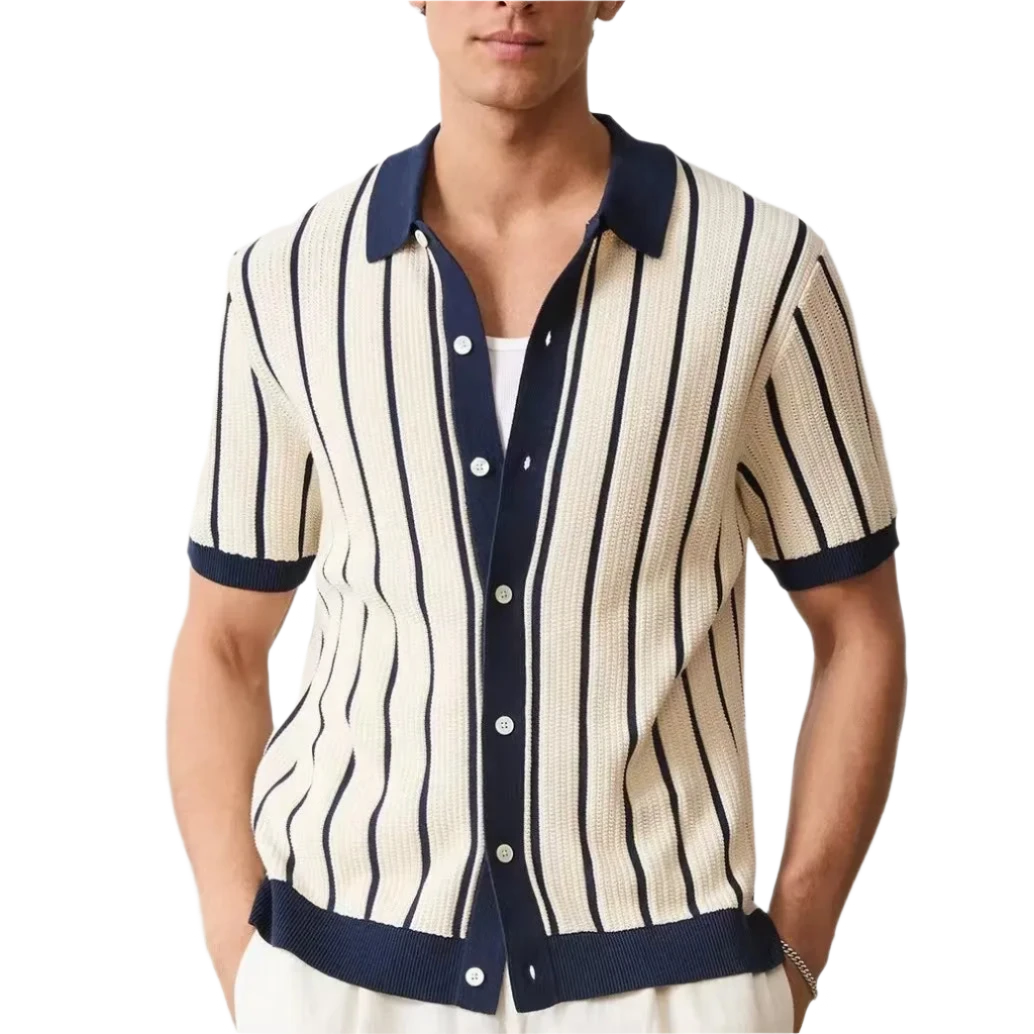 Summer New Striped Knitted Shirt