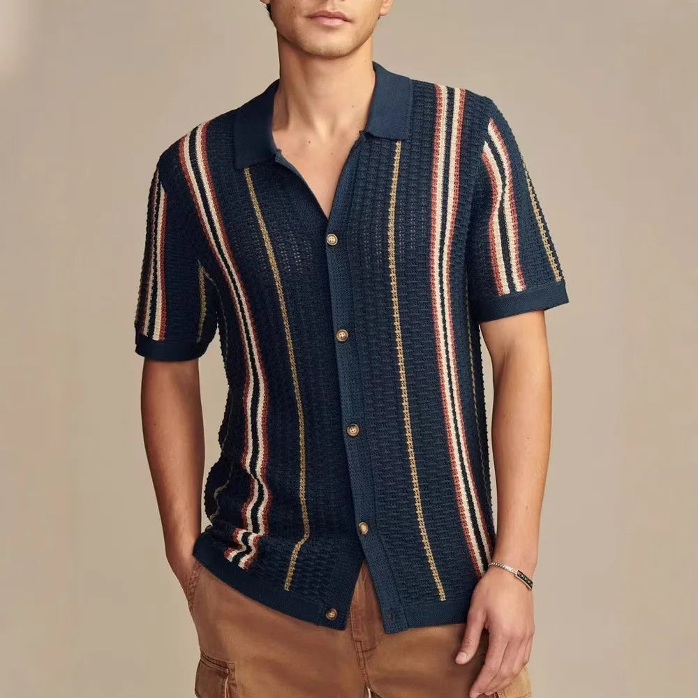 Summer New Striped Knitted Shirt