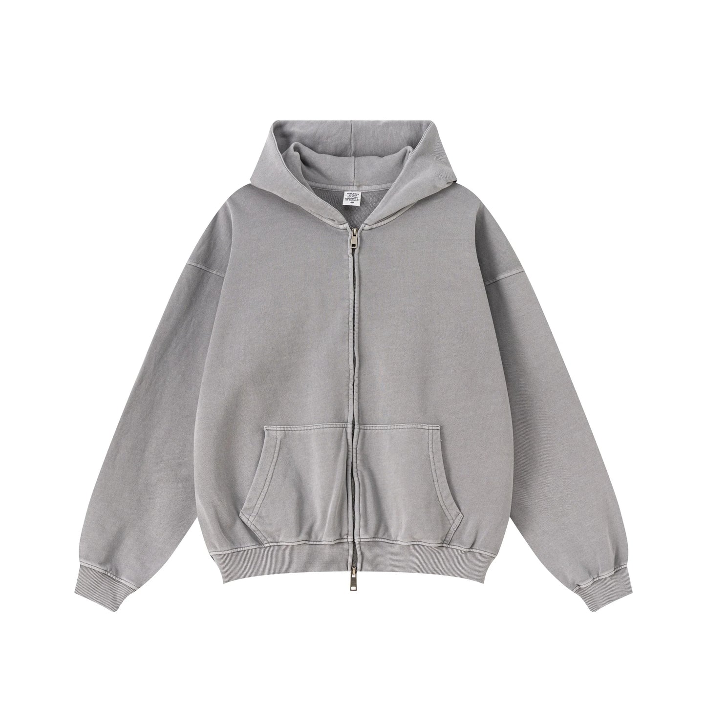 Retro SpringSommer Men Women Teenagers Washed Zipper Hoodies Heavy Cotton