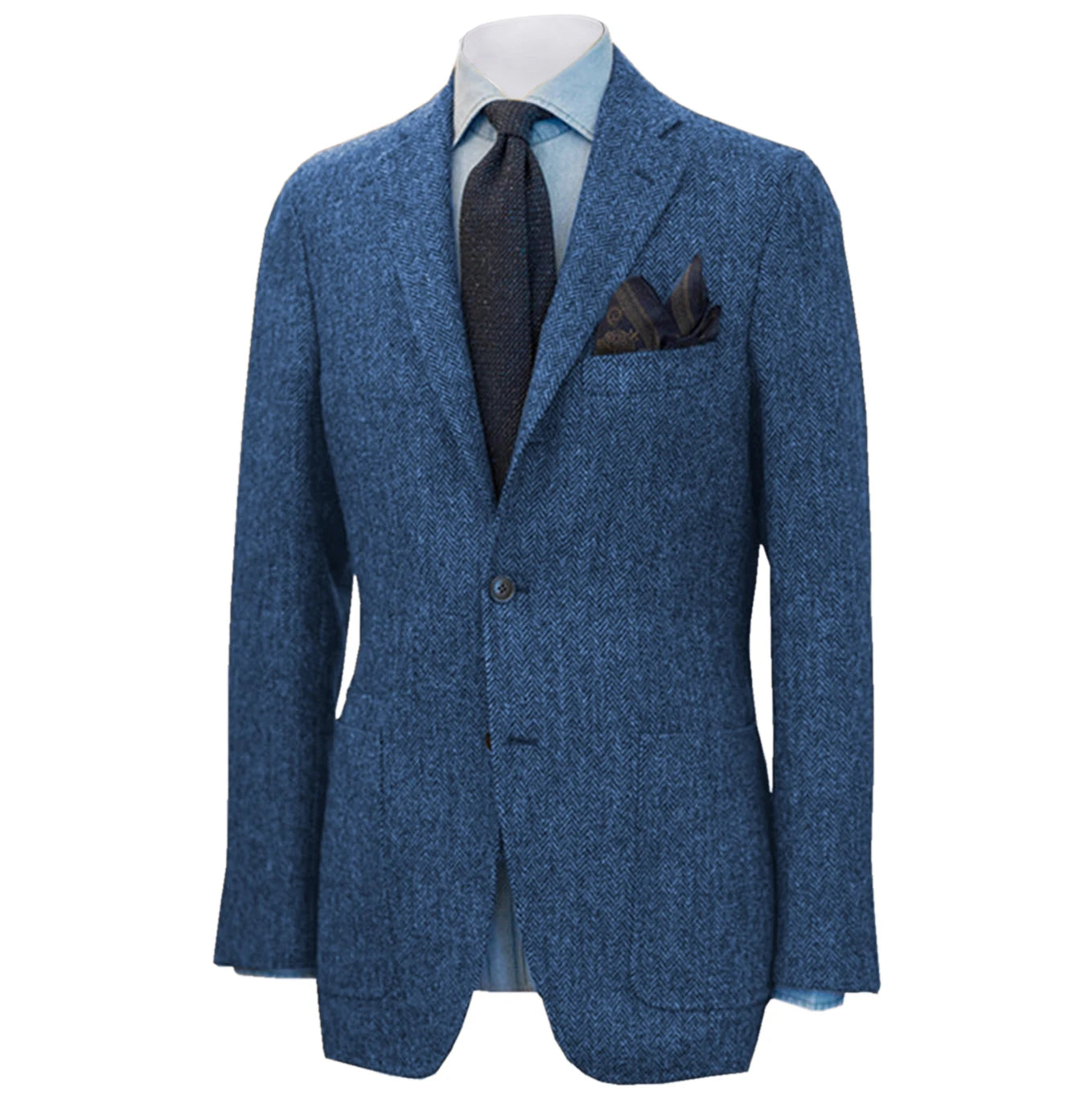 Men's Suit Brown Blazer Prom Tuxedos Herringbone Wool