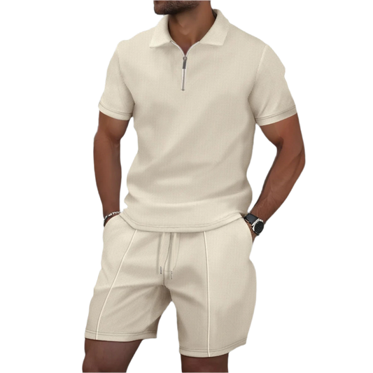 zip-Up lapel short-sleeve suit