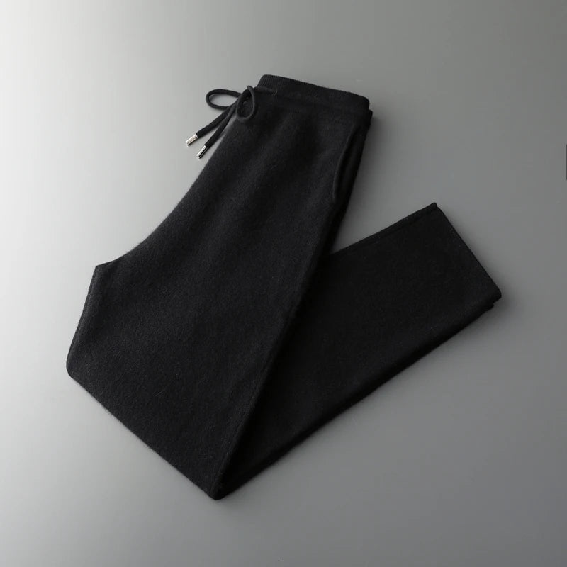 Men' 100% Cashmere Sweater Coat Cashmere Pants Suit