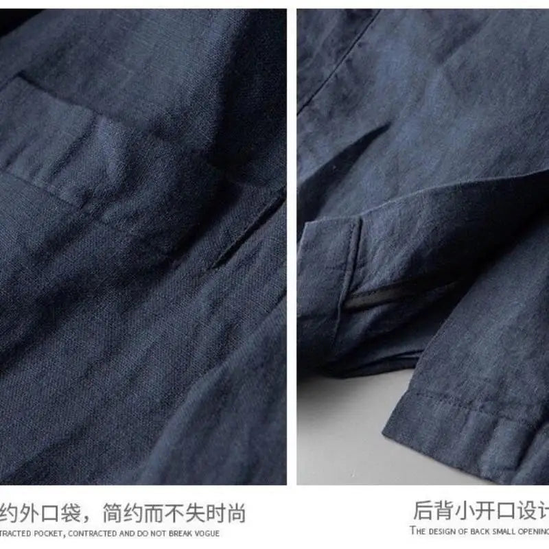Spring Autumn Fashion Men Linen Two-piece Set Blazer Jacket + Pants Solid Slim Fit Casual Business Thin Clothing Breathable Suit