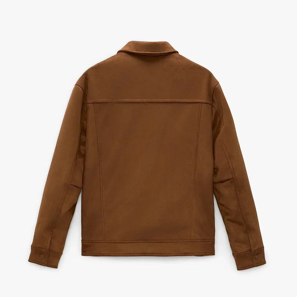 Men's Jacket Suede Lapel Single Breasted