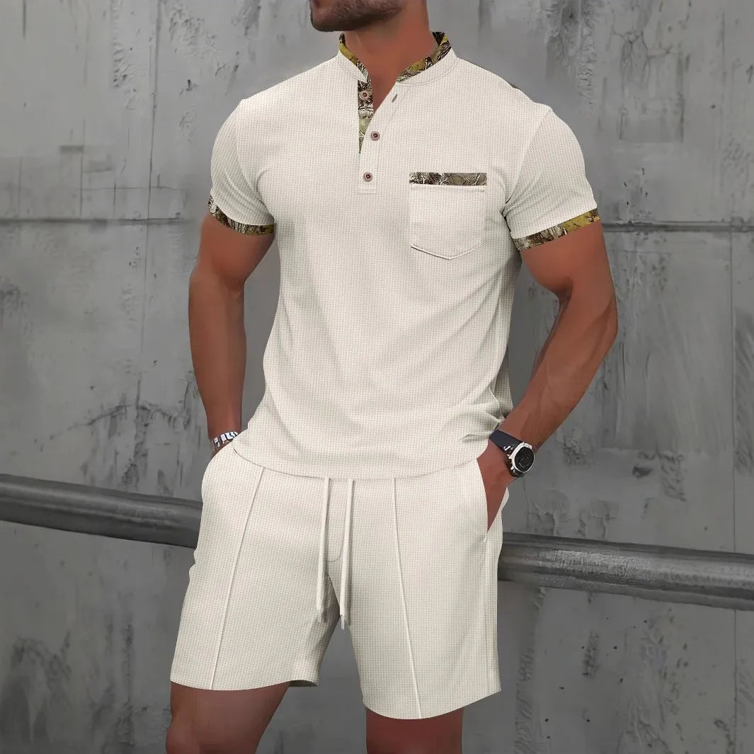 zip-Up lapel short-sleeve suit