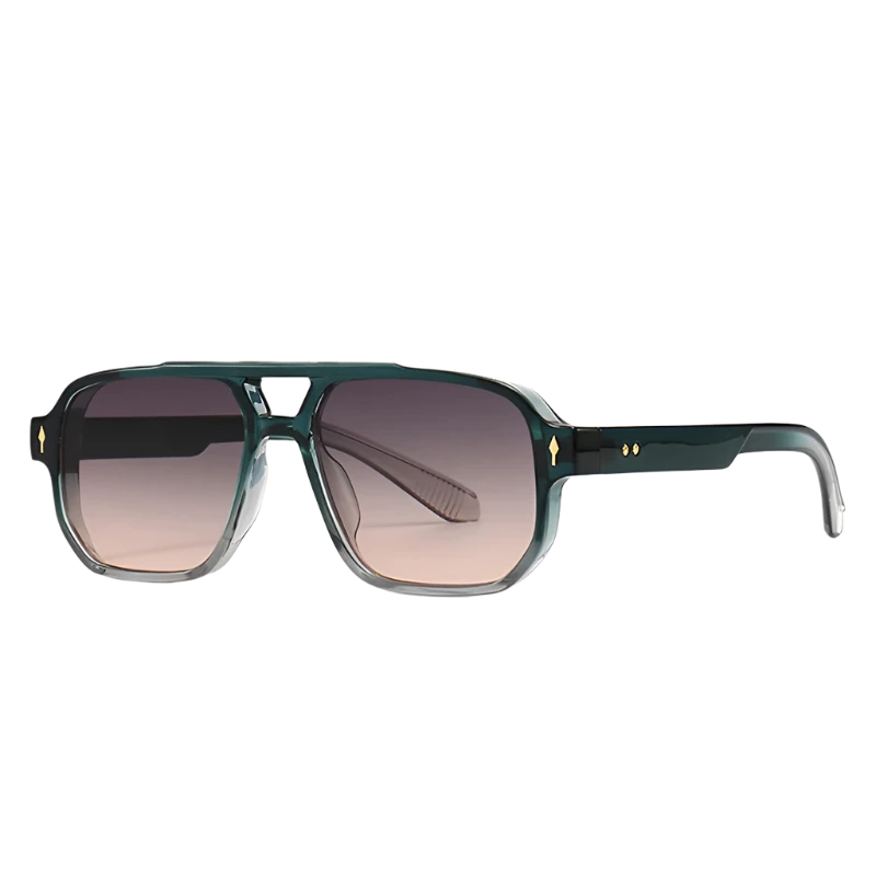Retro Double Bridges Square Sunglasses Gradient