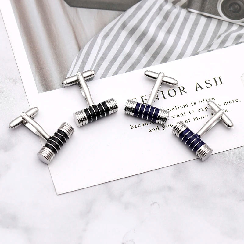 Brass Thread Cylinder Cufflinks