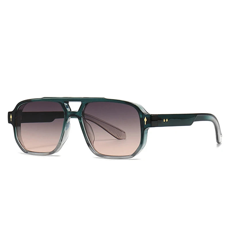Retro Double Bridges Square Sunglasses Gradient