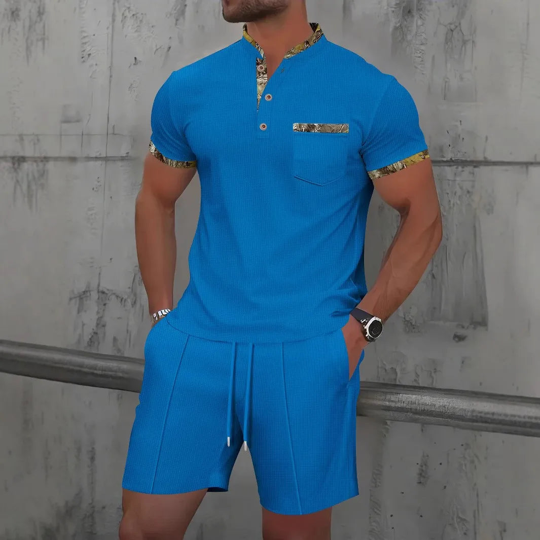 zip-Up lapel short-sleeve suit