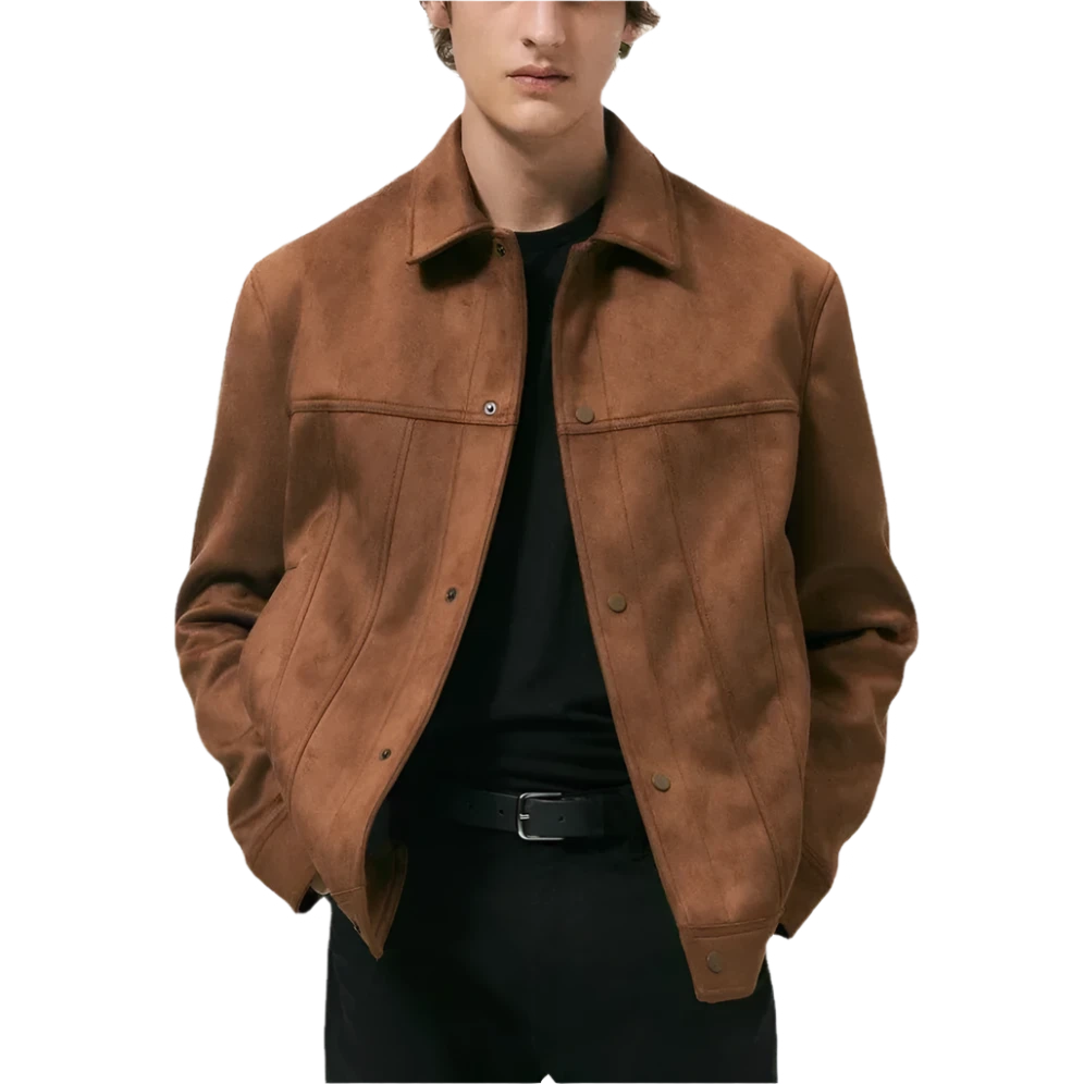 Men's Jacket Suede Lapel Single Breasted