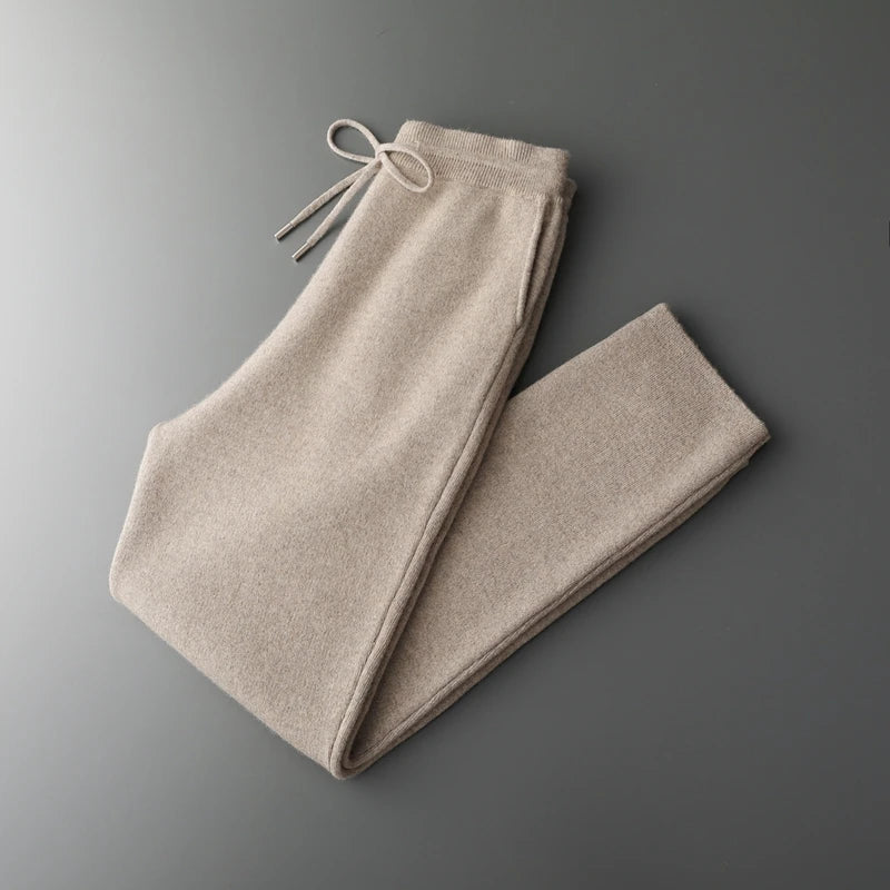 Men' 100% Cashmere Sweater Coat Cashmere Pants Suit