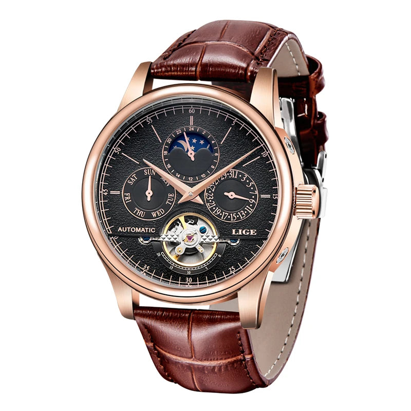 Automatic Watch Tourbillon Genuine Leather