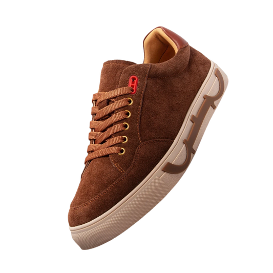 High-grade leather casual shoes flat bottom breathable comfortable board shoes coffee color 2025 new